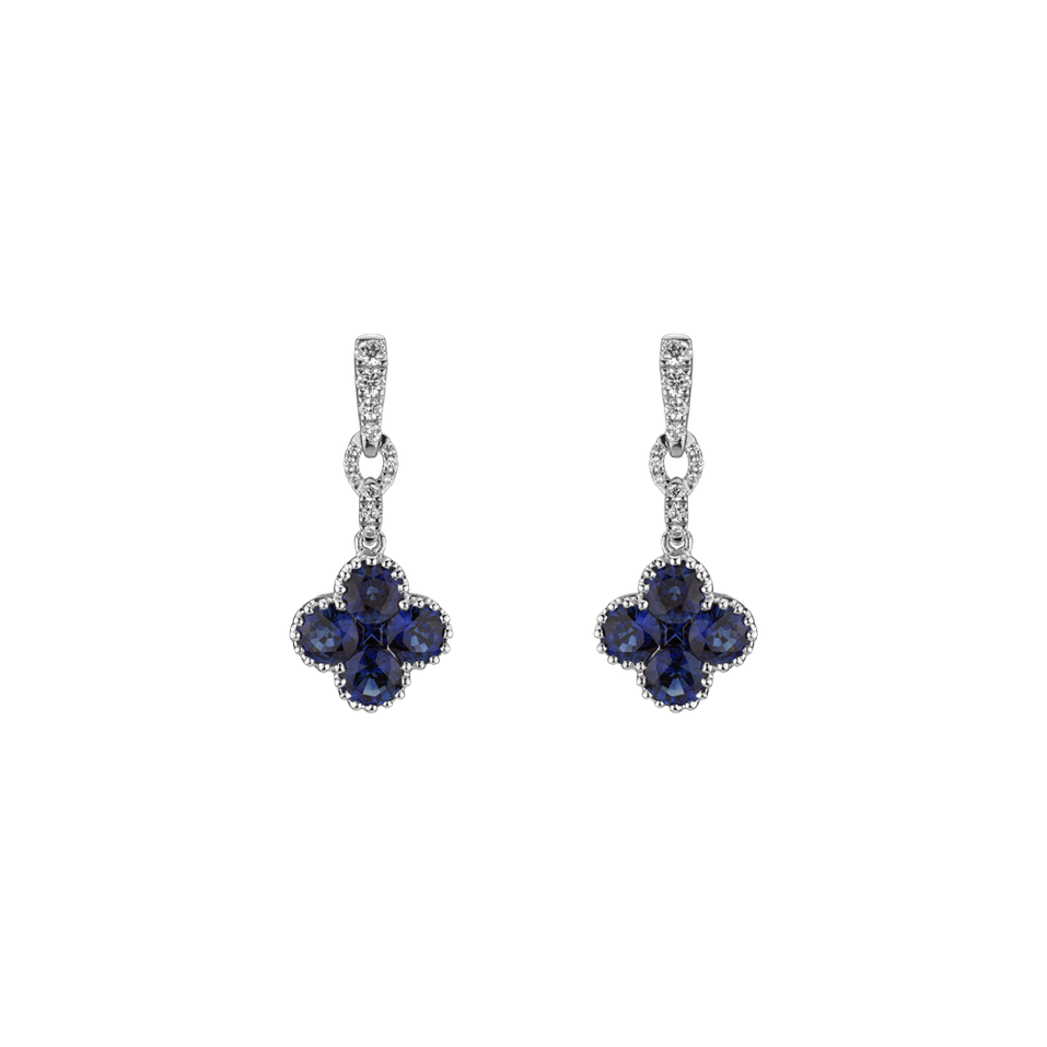 Diamond earrings and Sapphire Fire Clover