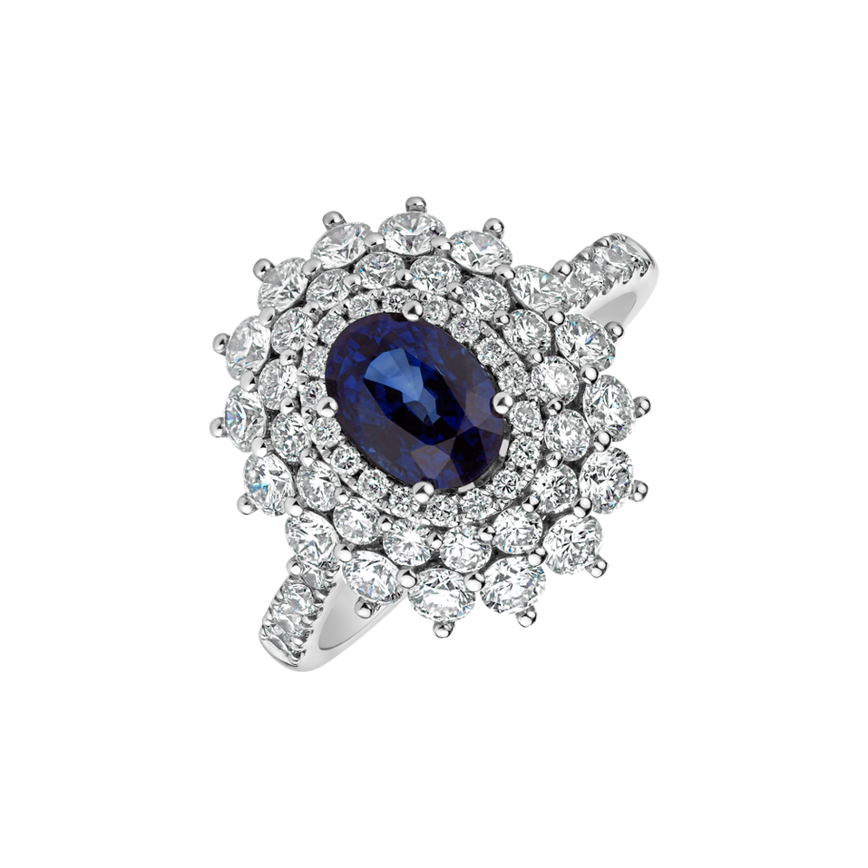 Diamond ring with Sapphire Frozen Drop