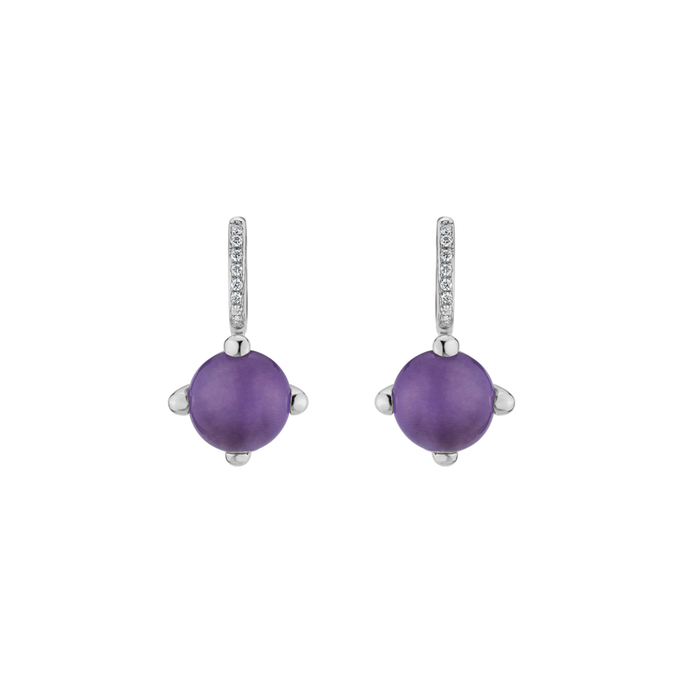 Diamond earrings with Amethyst Rainbow Space