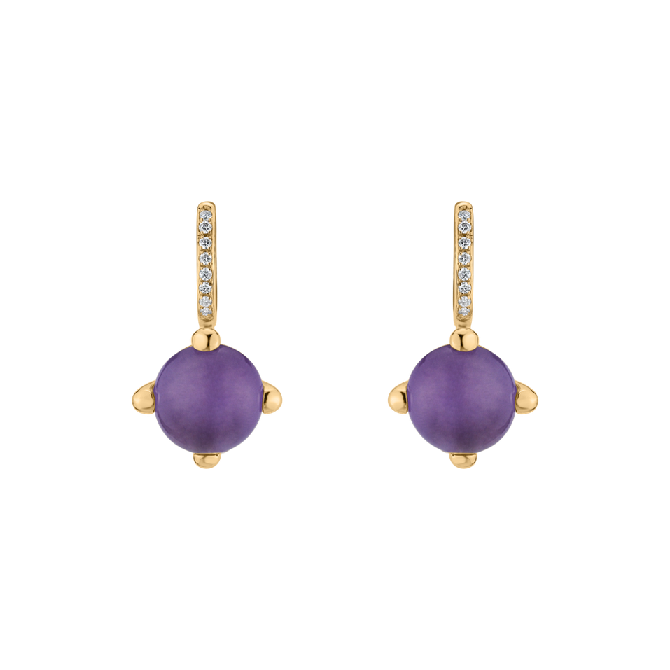 Diamond earrings with Amethyst Rainbow Space