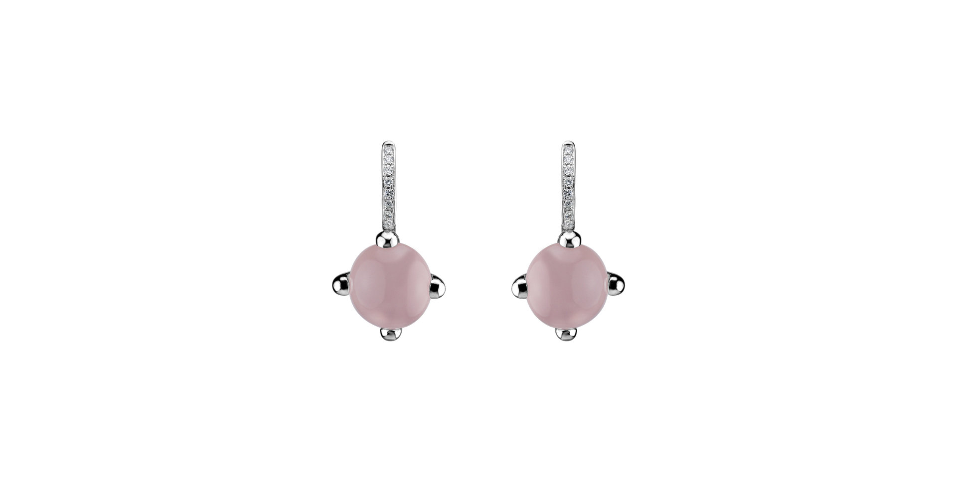 Diamond earrings with Rose Quartz Rainbow Space