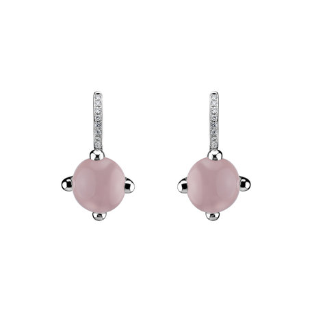 Diamond earrings with Rose Quartz Rainbow Space