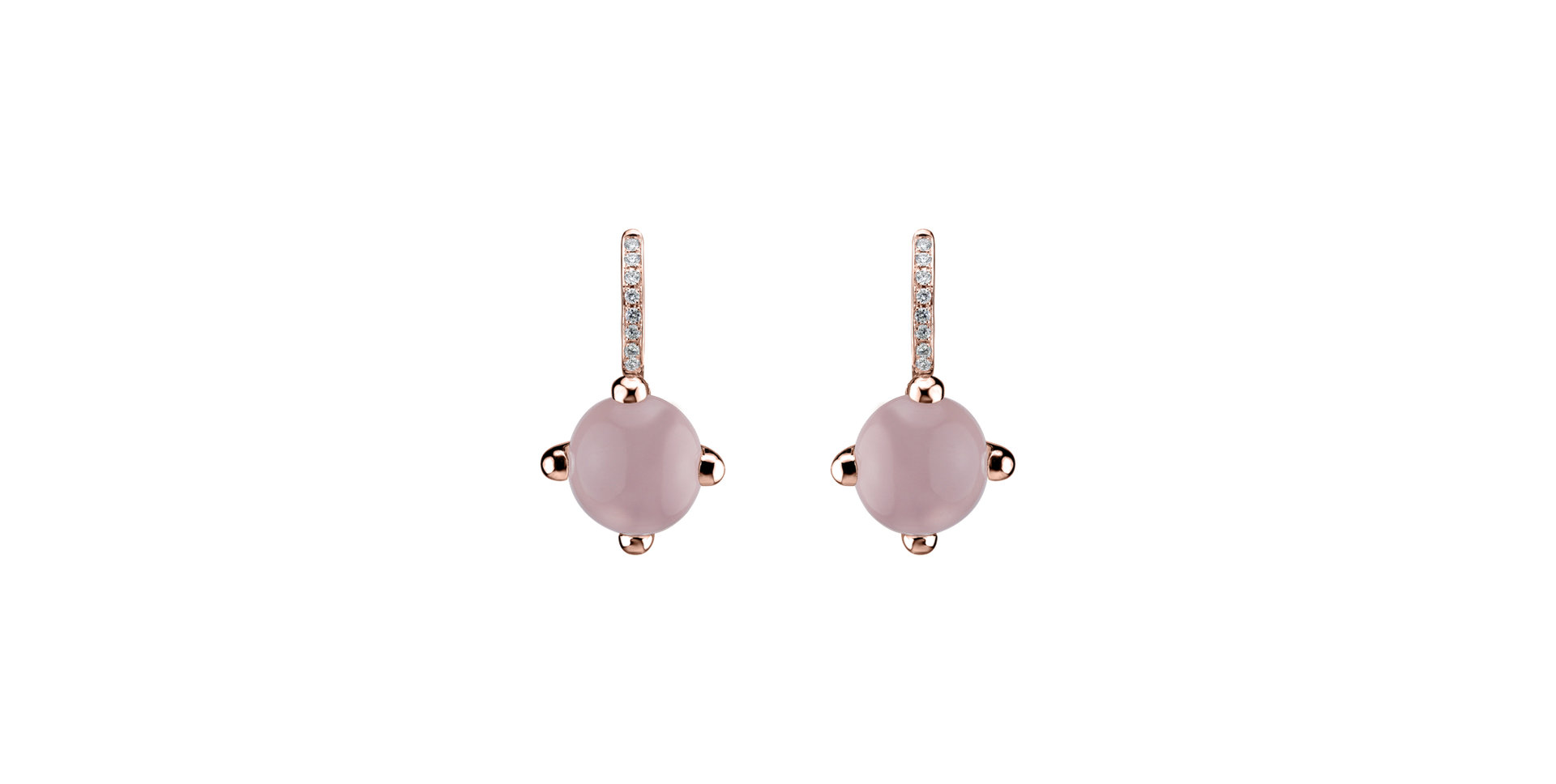 Diamond earrings with Rose Quartz Rainbow Space