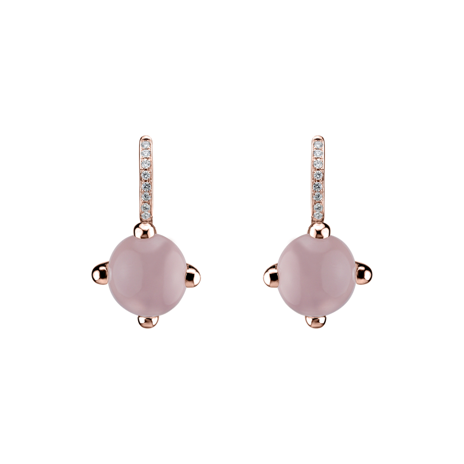 Diamond earrings with Rose Quartz Rainbow Space