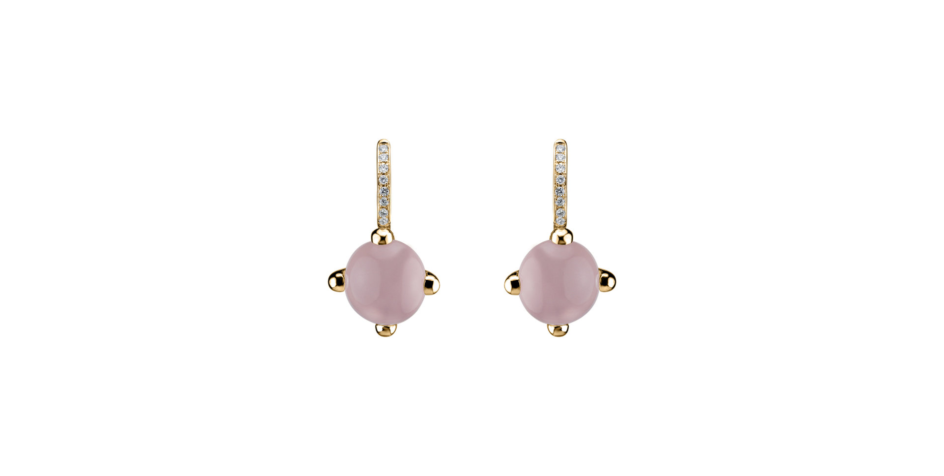 Diamond earrings with Rose Quartz Rainbow Space