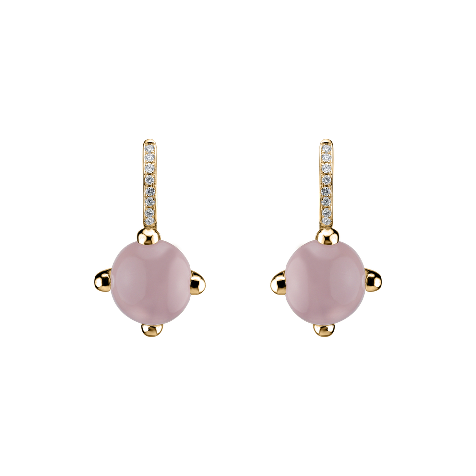 Diamond earrings with Rose Quartz Rainbow Space