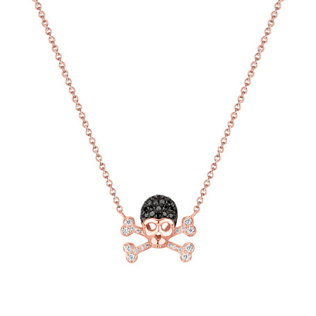 Necklace with black diamonds Luxy Skull