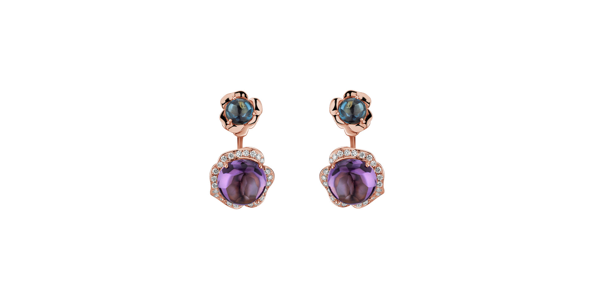 Diamond earrings, Topaz and Amethyst East of Eden