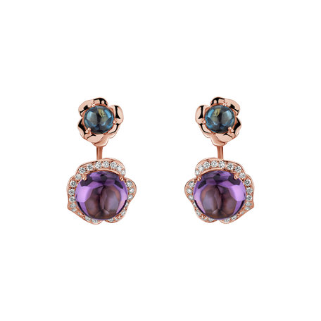 Diamond earrings, Topaz and Amethyst East of Eden