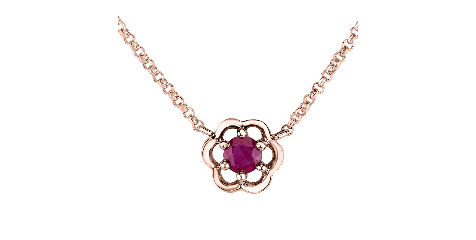 Necklace with Ruby Flower Gem