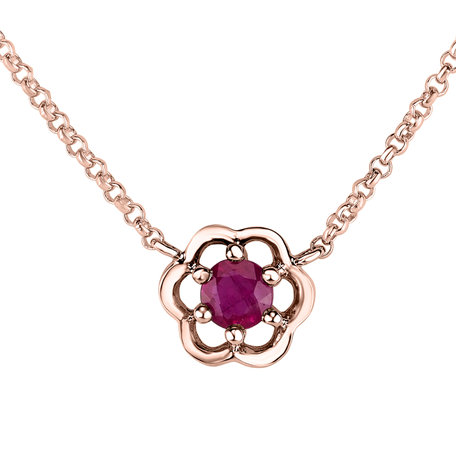 Necklace with Ruby Flower Gem