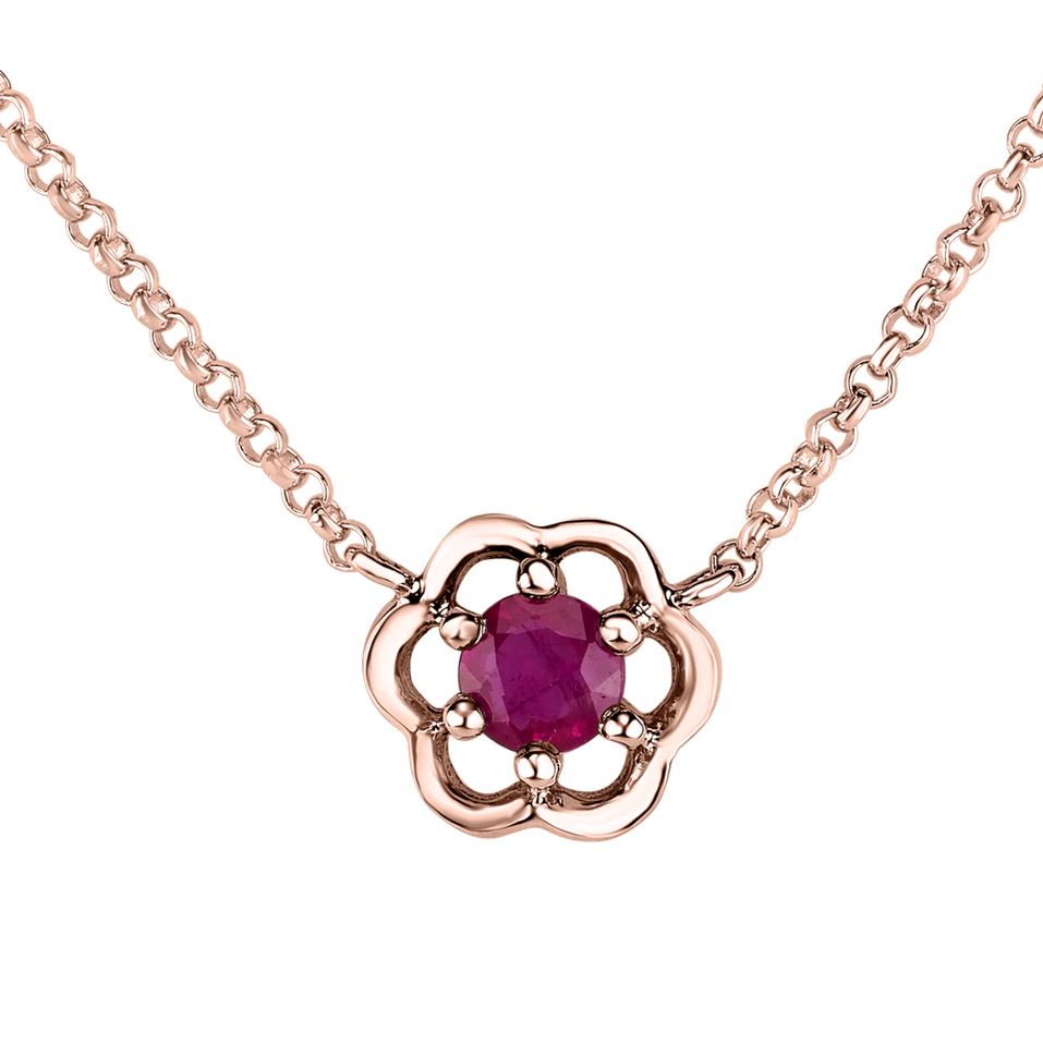 Necklace with Ruby Flower Gem