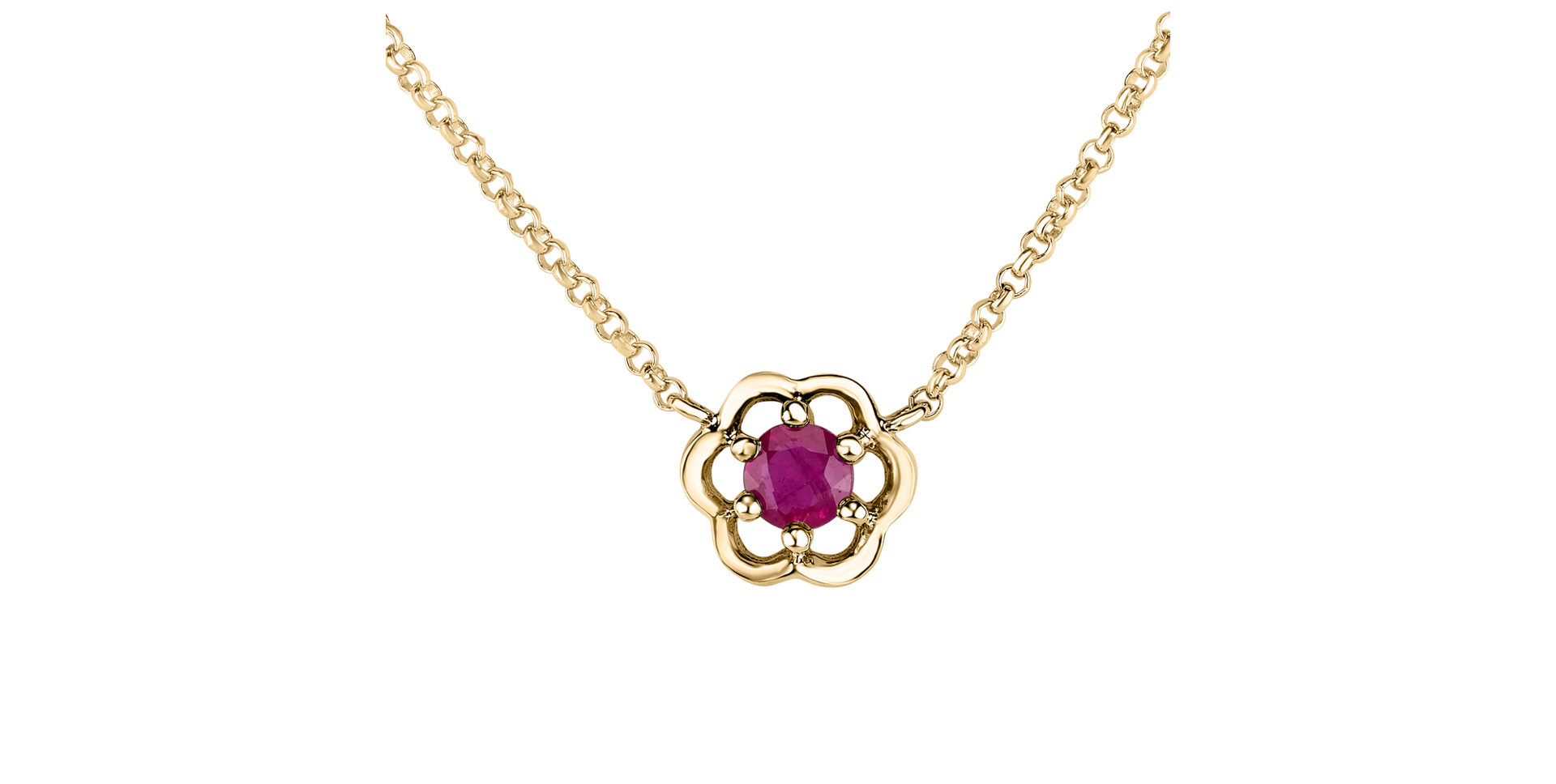 Necklace with Ruby Flower Gem