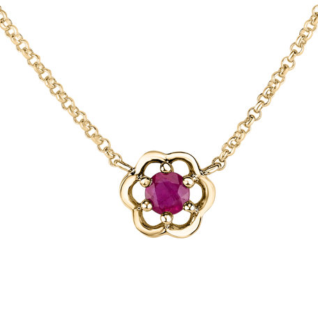 Necklace with Ruby Flower Gem
