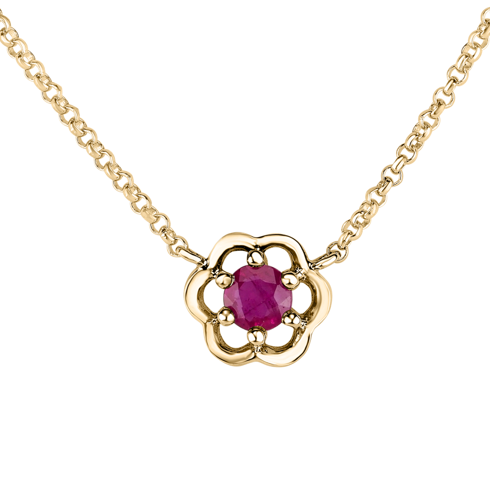 Necklace with Ruby Flower Gem