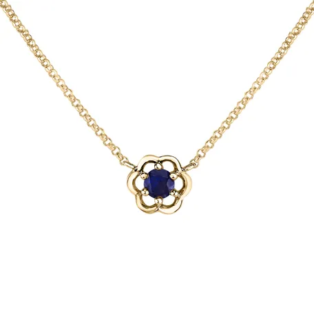 Necklace with Sapphire Flower Gem