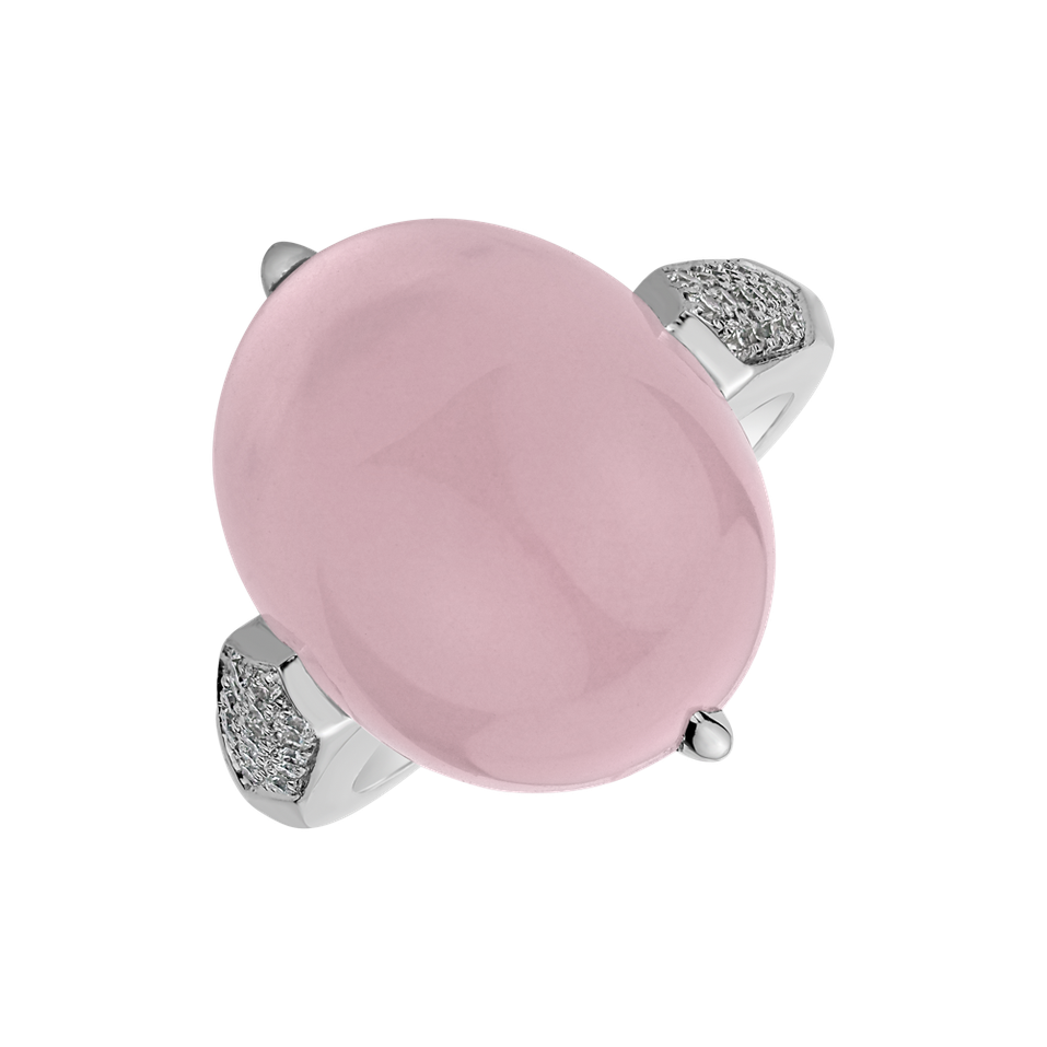 Diamond ring with Rose Quartz Drop Blossom