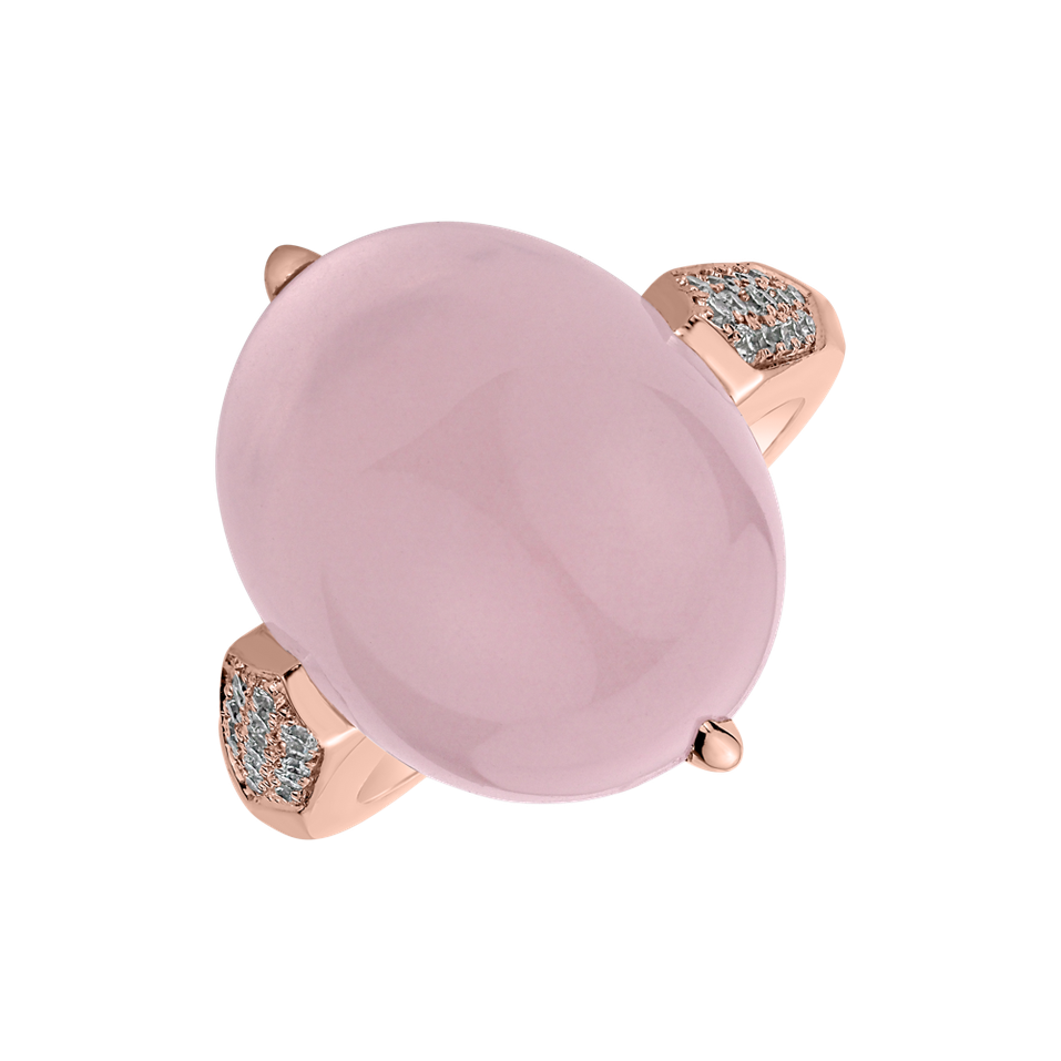 Diamond ring with Rose Quartz Drop Blossom