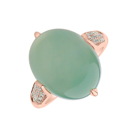 Diamond ring with Chalcedony Drop Blossom