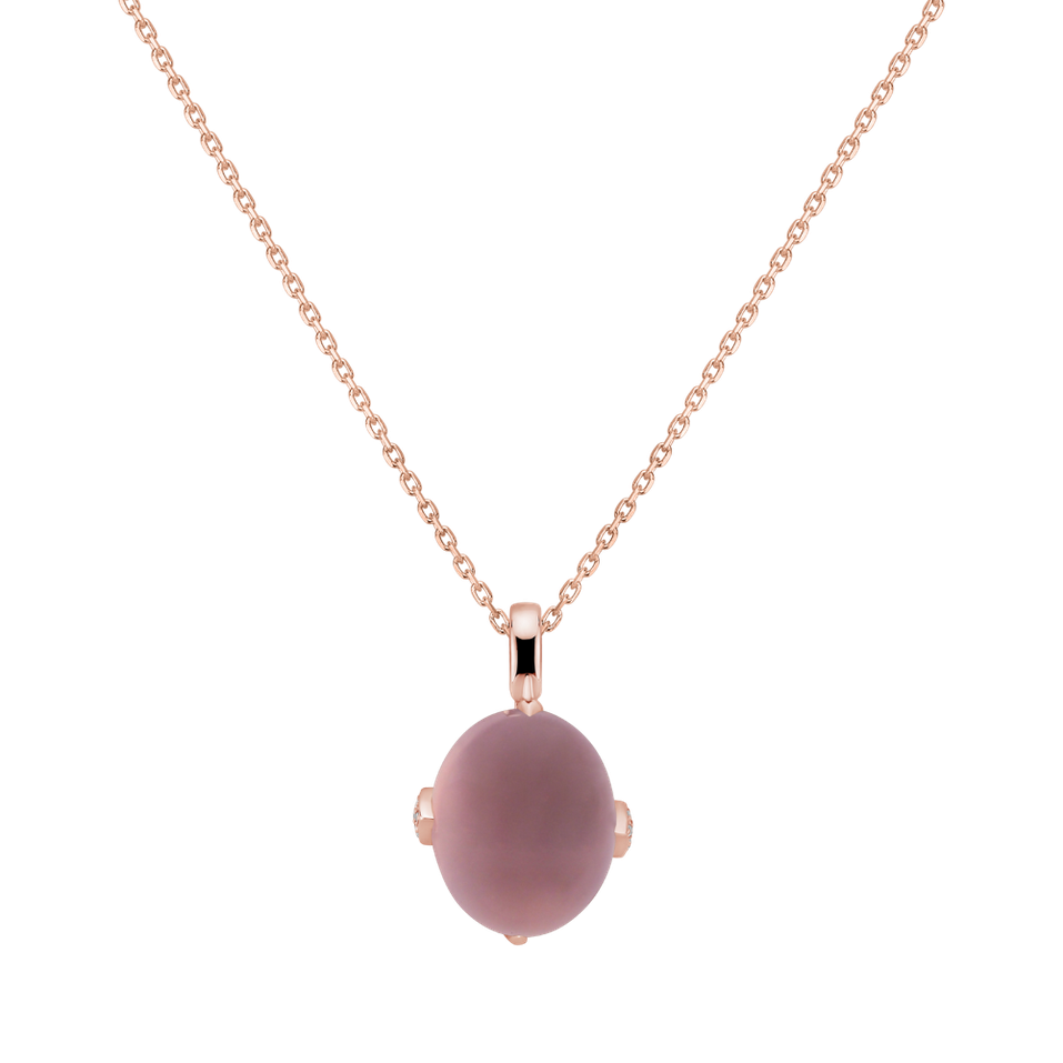 Diamond pendant with Rose Quartz Drop Blossom