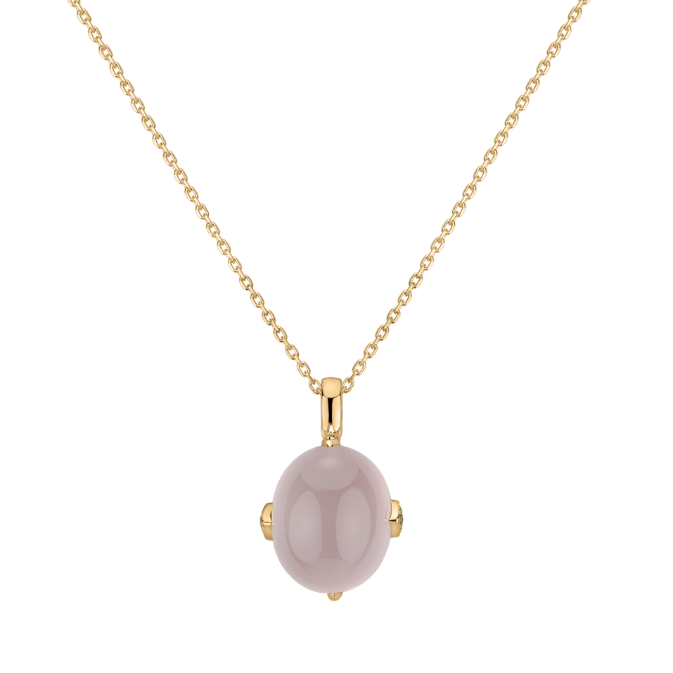 Diamond pendant with Rose Quartz Drop Blossom