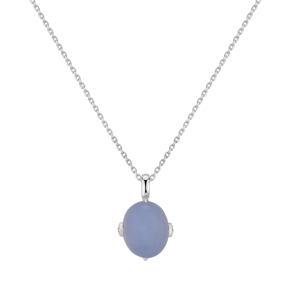 Diamond pendant with Chalcedony Drop Blossom