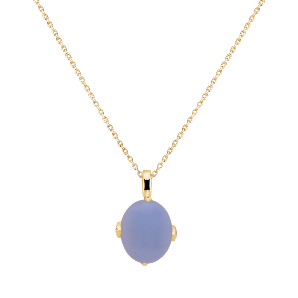 Diamond pendant with Chalcedony Drop Blossom