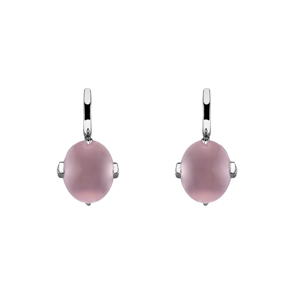 Diamond earrings with Rose Quartz Shining Grace