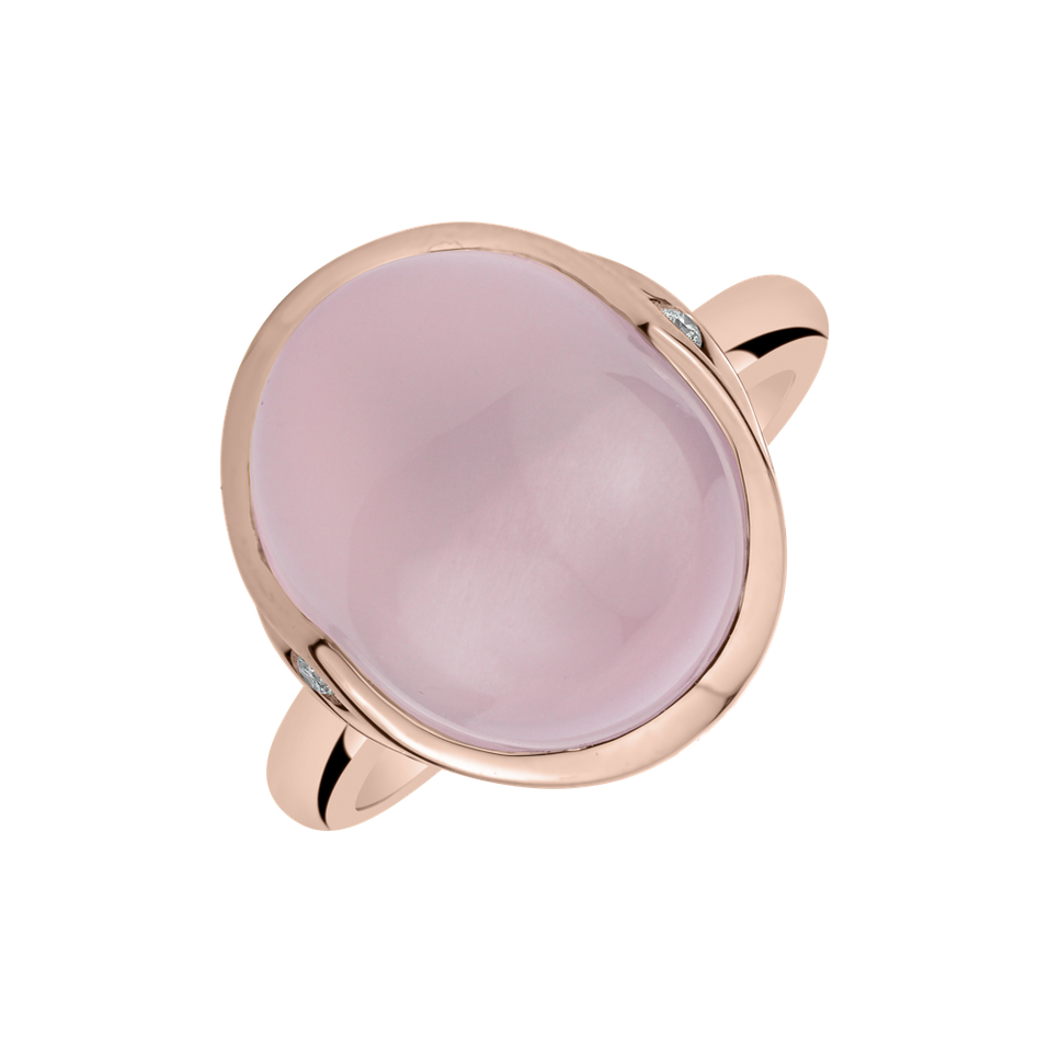 Diamond ring with Rose Quartz Fairytale Drop