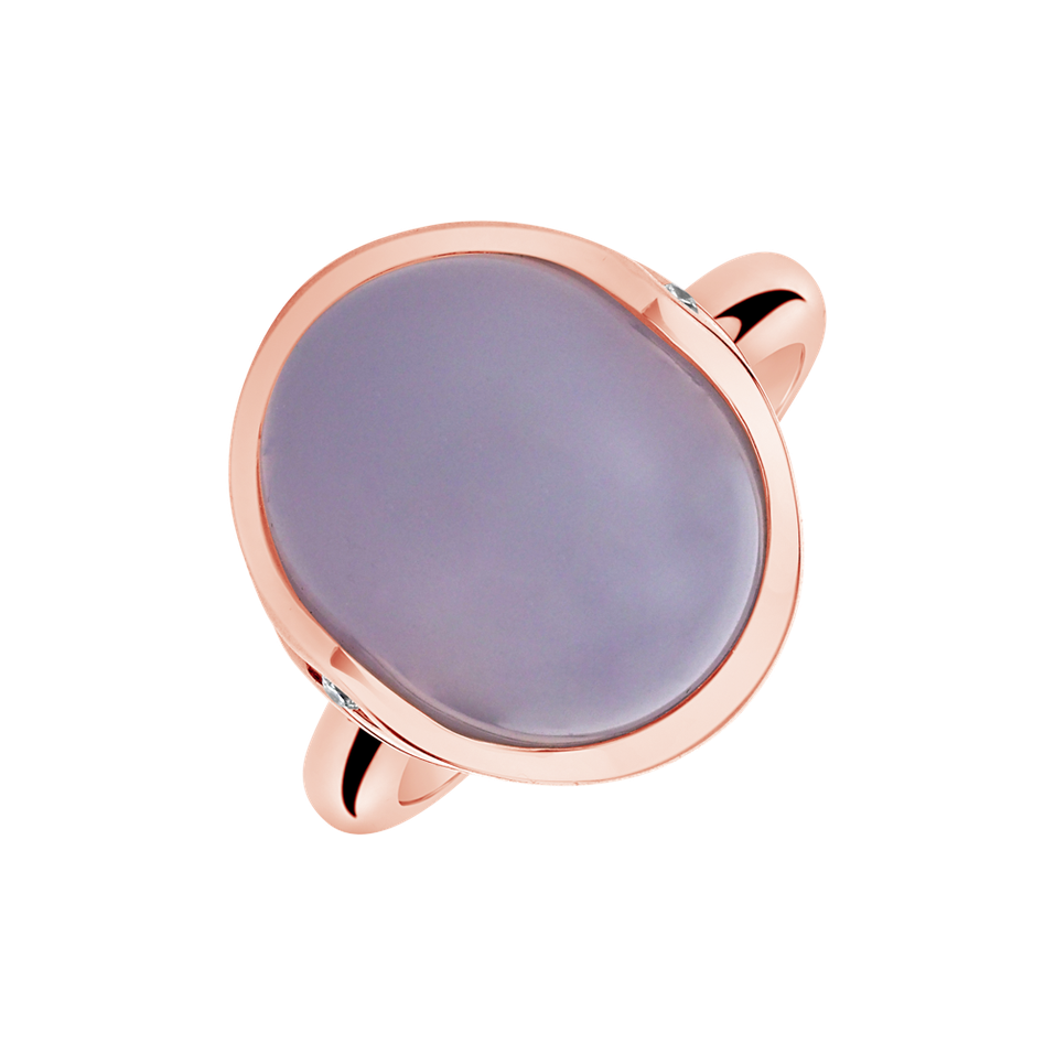 Diamond ring with Chalcedony Fairytale Drop