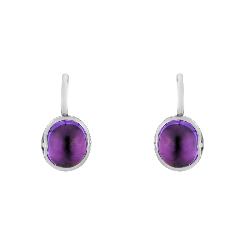 Diamond earrings with Amethyst Fairytale Drop