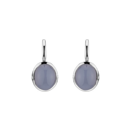 Diamond earrings with Chalcedony Fairytale Drop