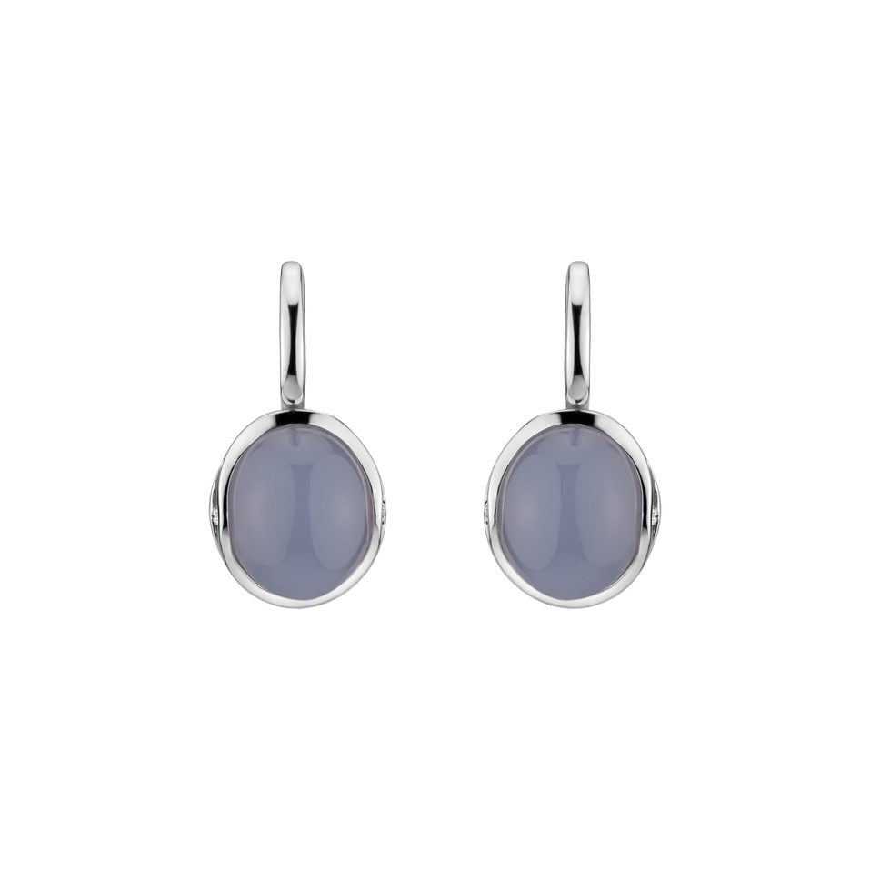 Diamond earrings with Chalcedony Fairytale Drop