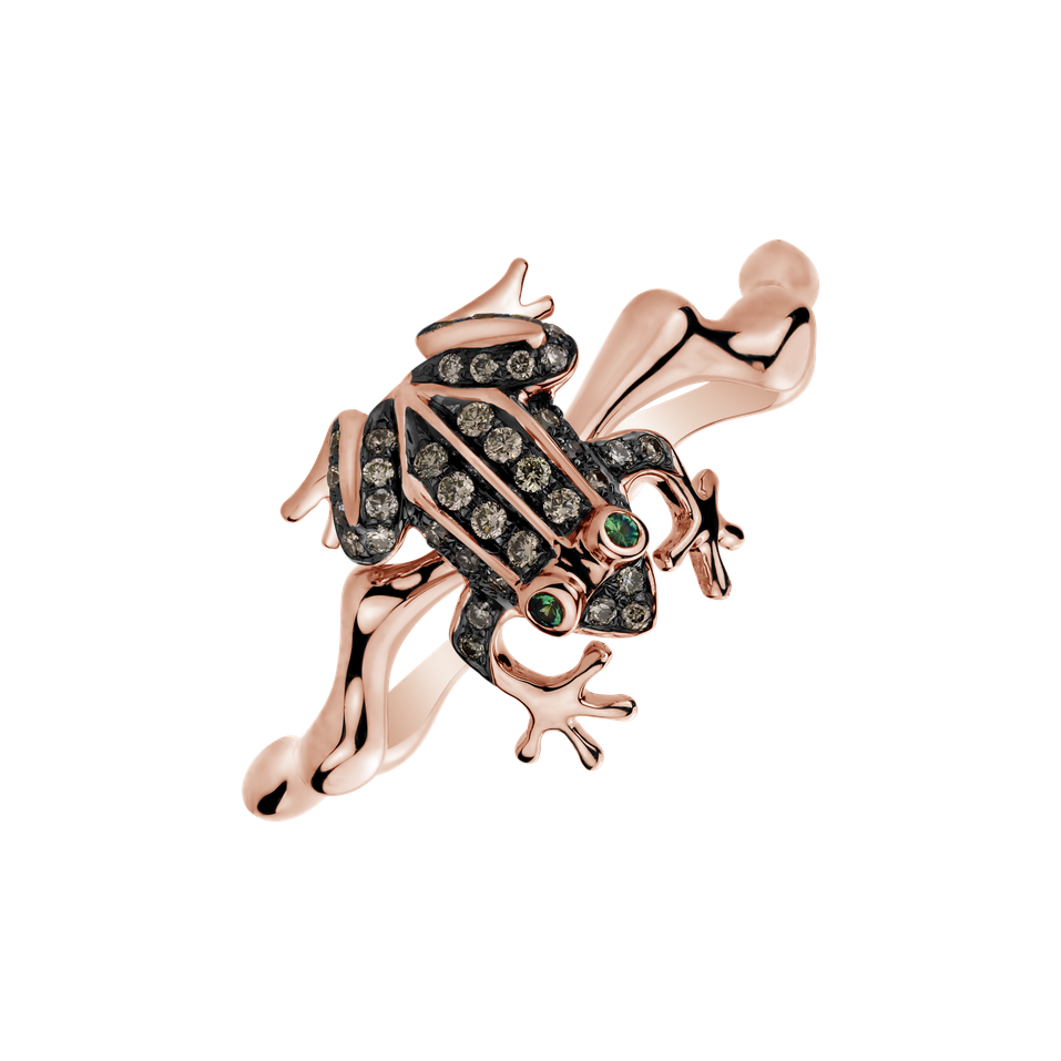 Ring with black diamonds and Ruby Noble Frog