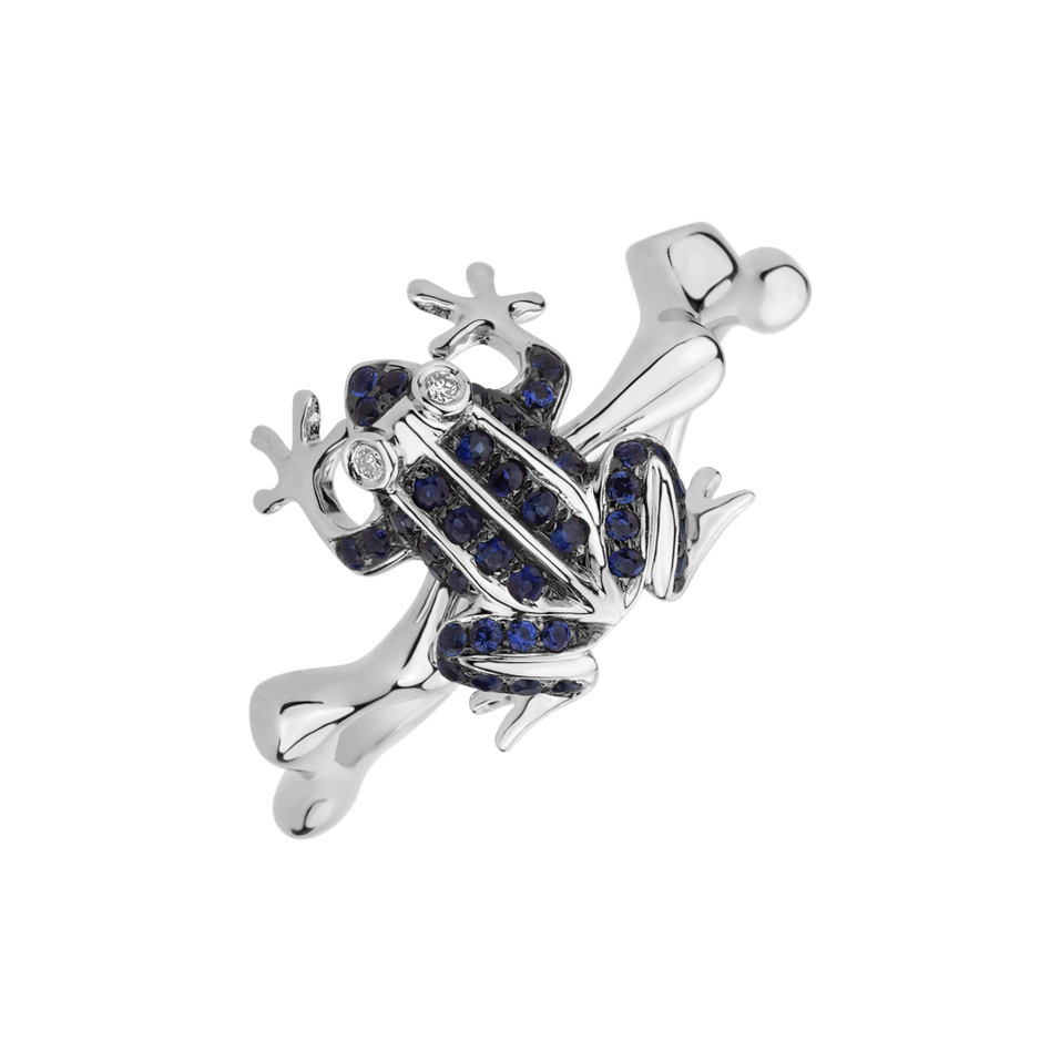 Diamond ring with Sapphire Noble Frog