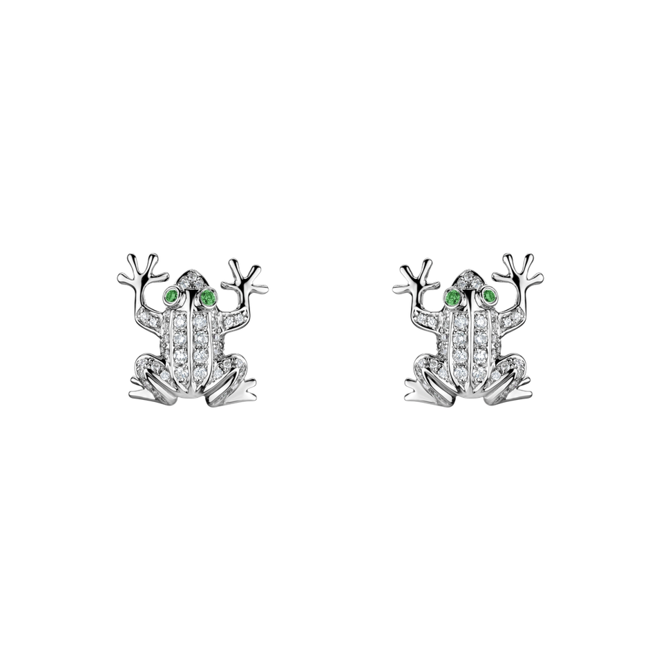 Diamond earrings and Garnet Frog Prince