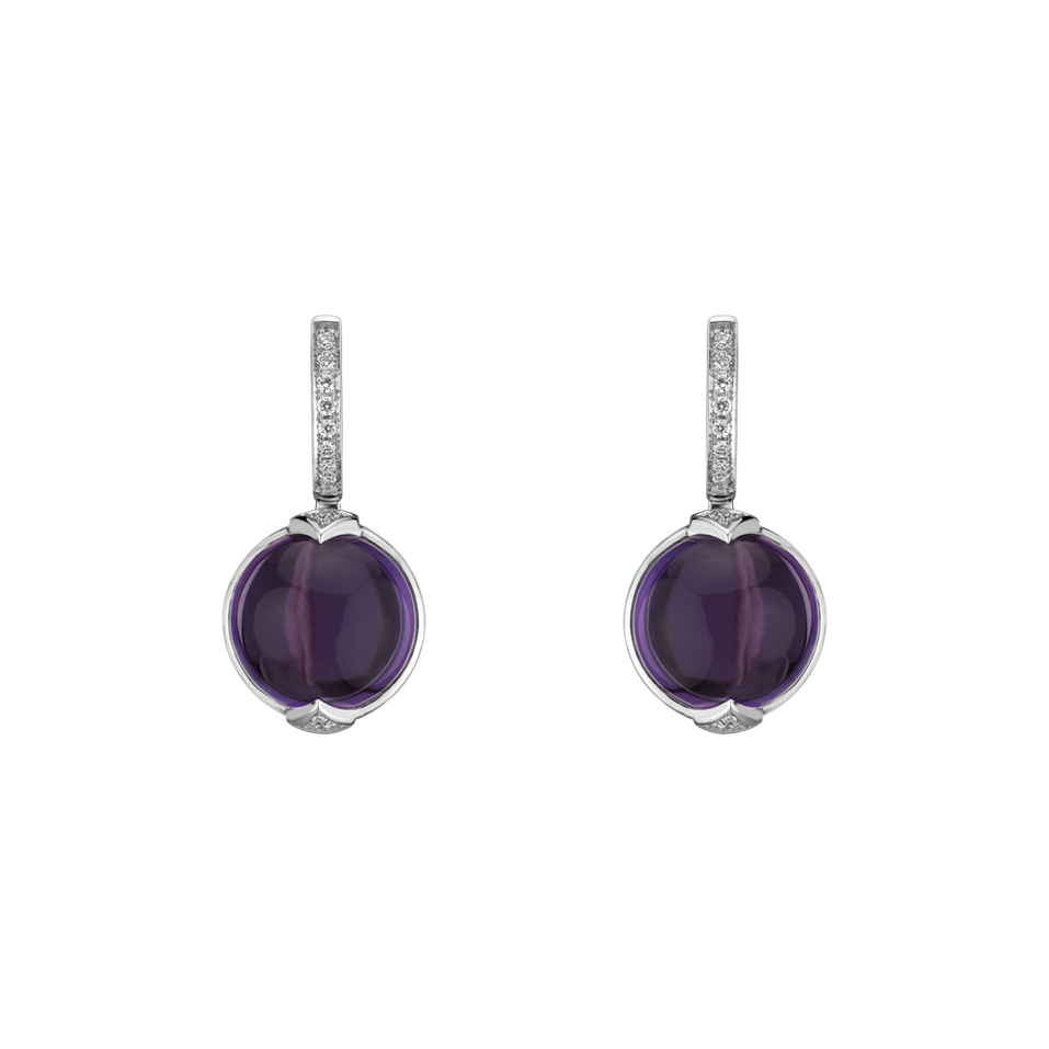 Diamond earrings with Amethyst Fairy Blossom