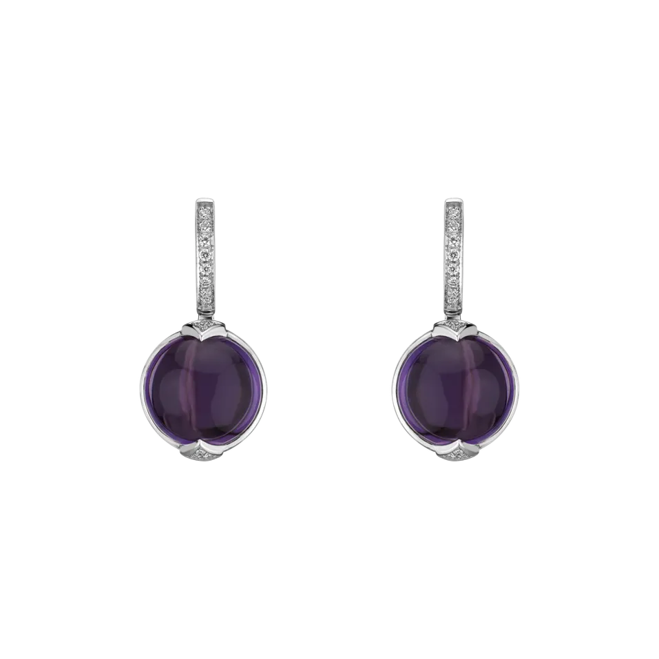 Diamond earrings with Amethyst Fairy Blossom