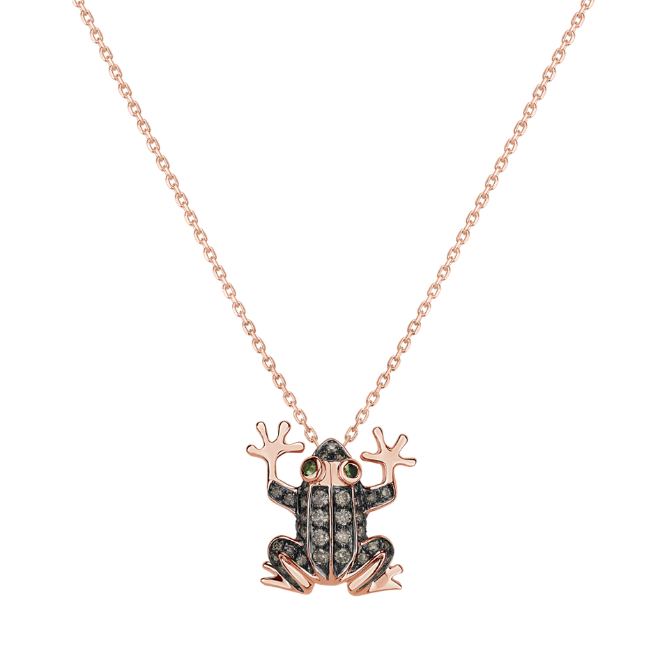 Pendant with Garnet and brown diamonds Frog Prince