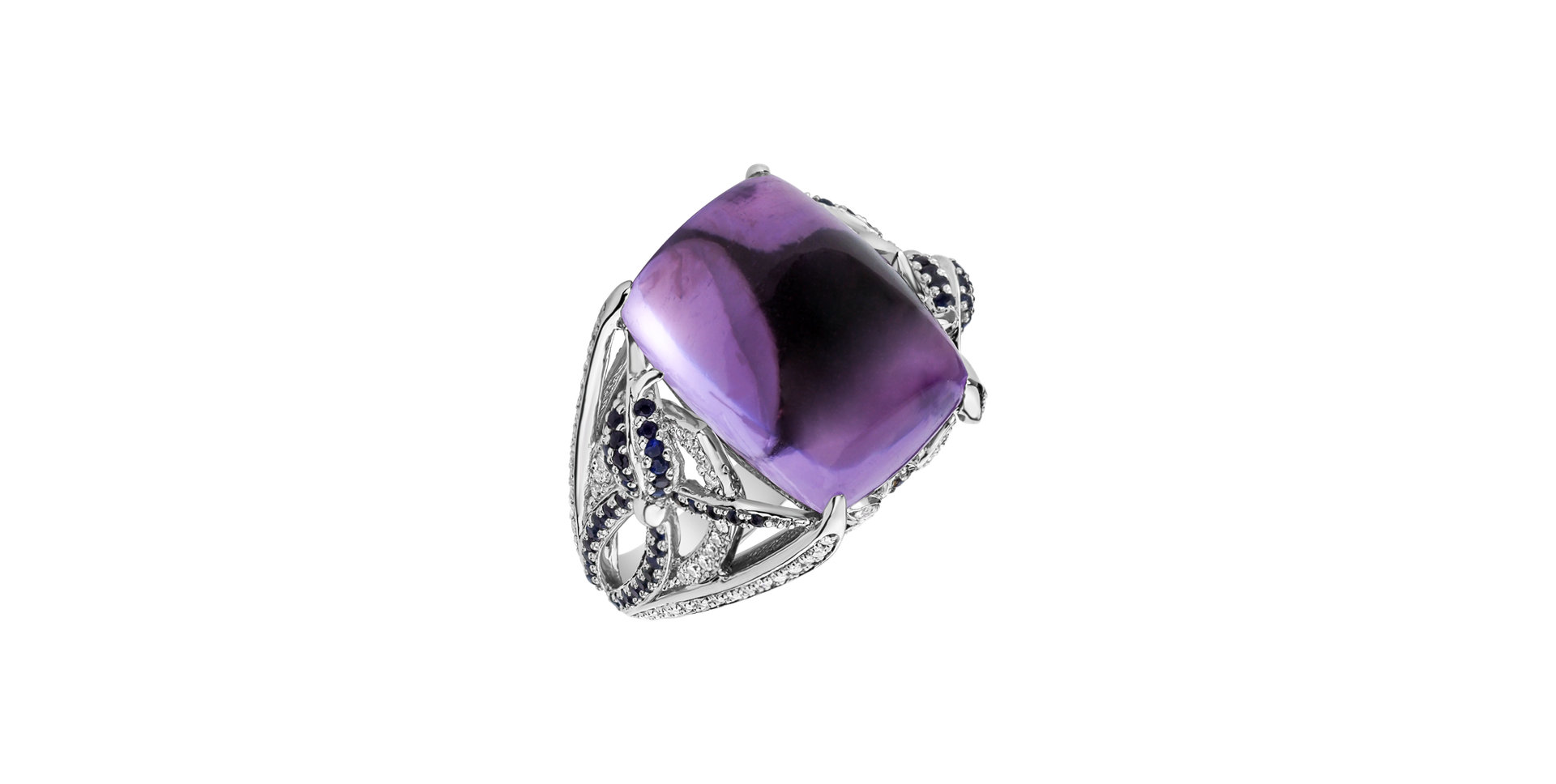 Diamond ring with Amethyst and Sapphire Fascinating Ladyship