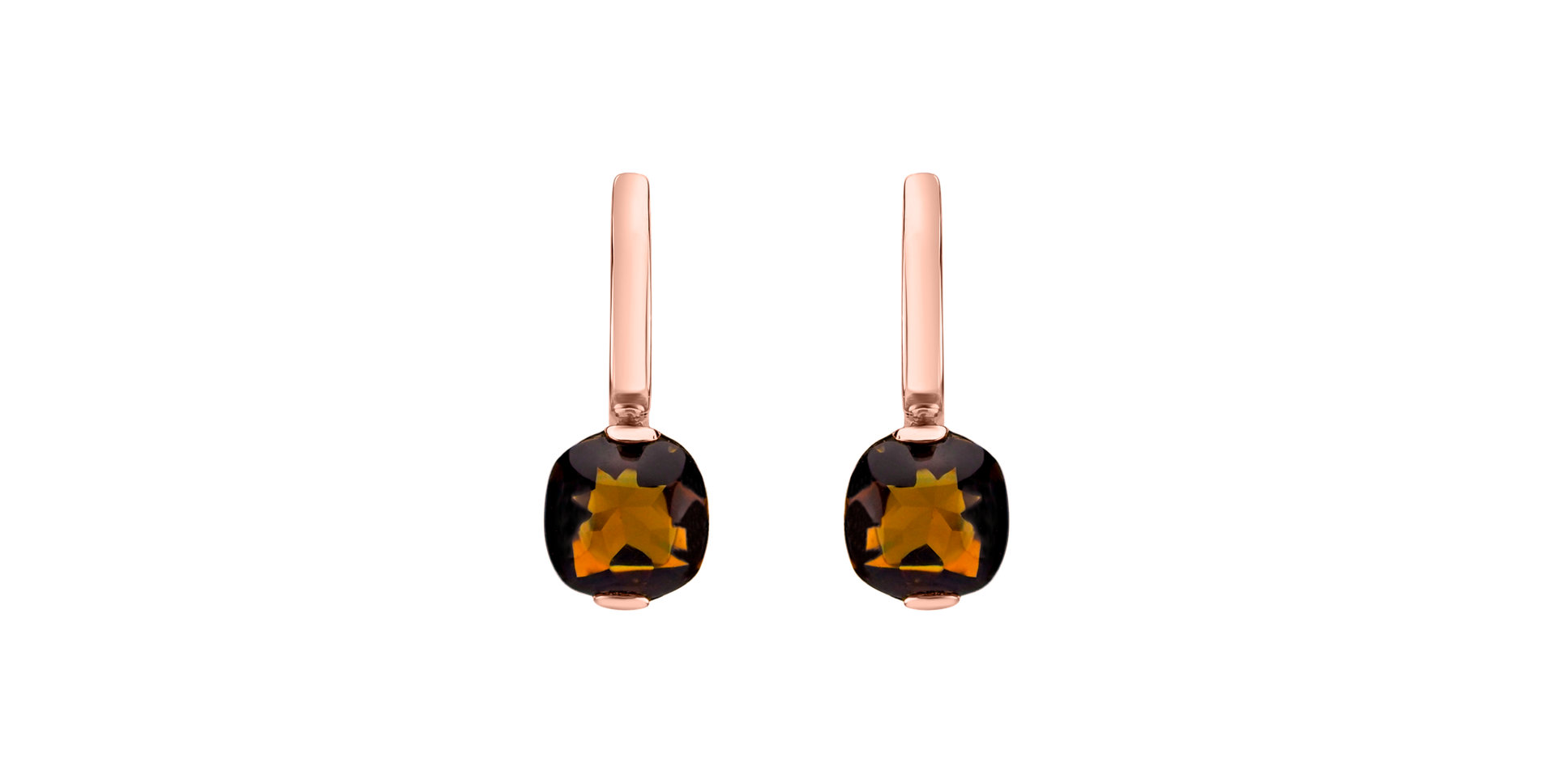 Earrings with Cognac Quartz Bonbon