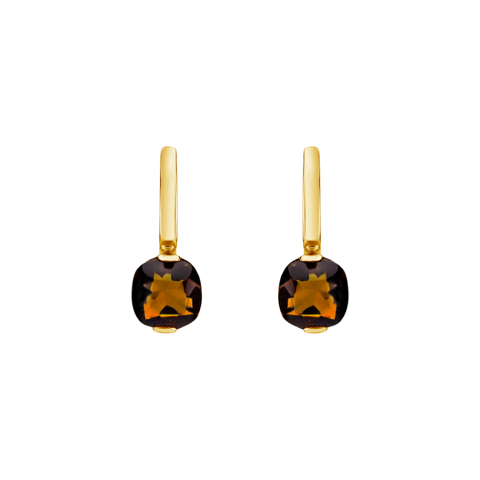 Earrings with Cognac Quartz Bonbon
