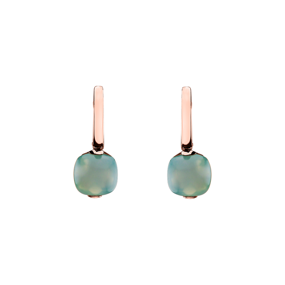 Earrings with Turquoise Chalcedony Bonbon