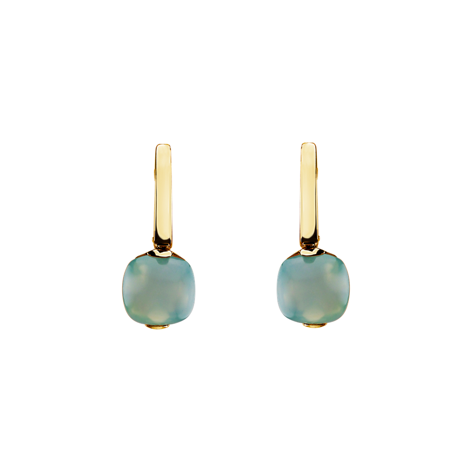 Earrings with Turquoise Chalcedony Bonbon