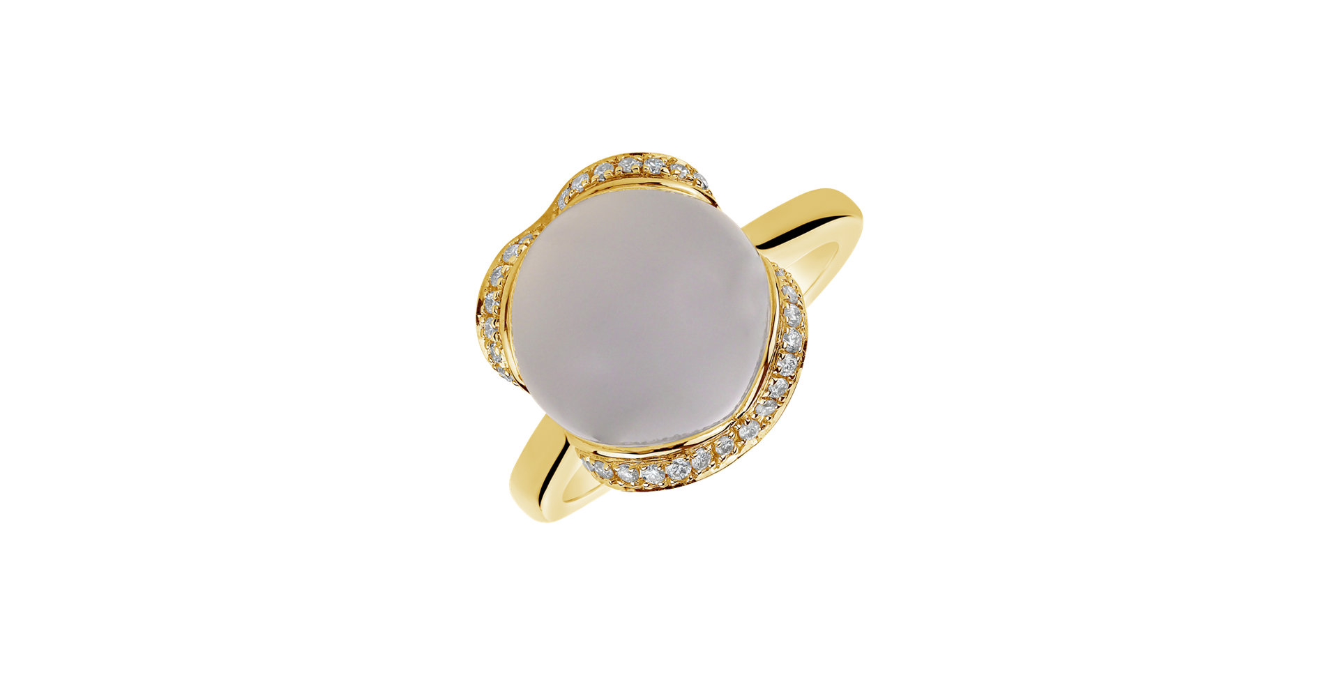 Diamond ring with Chalcedony Rainbow Princess