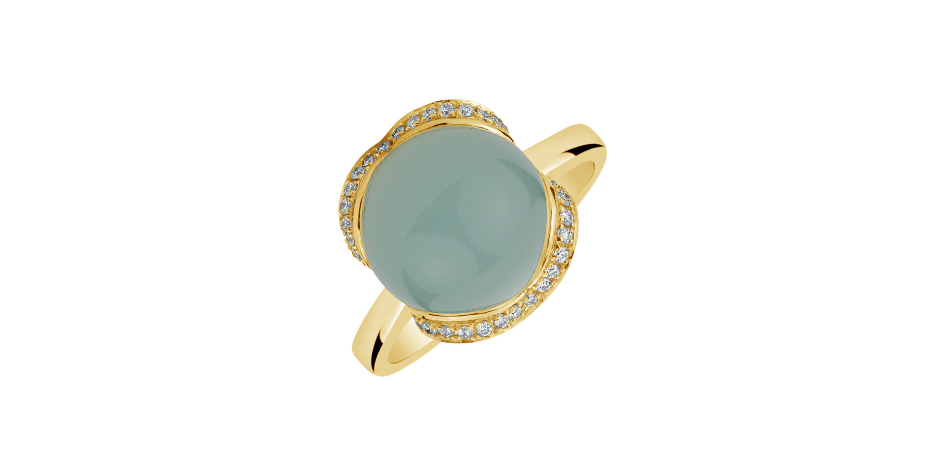 Diamond ring with Chalcedony Rainbow Princess