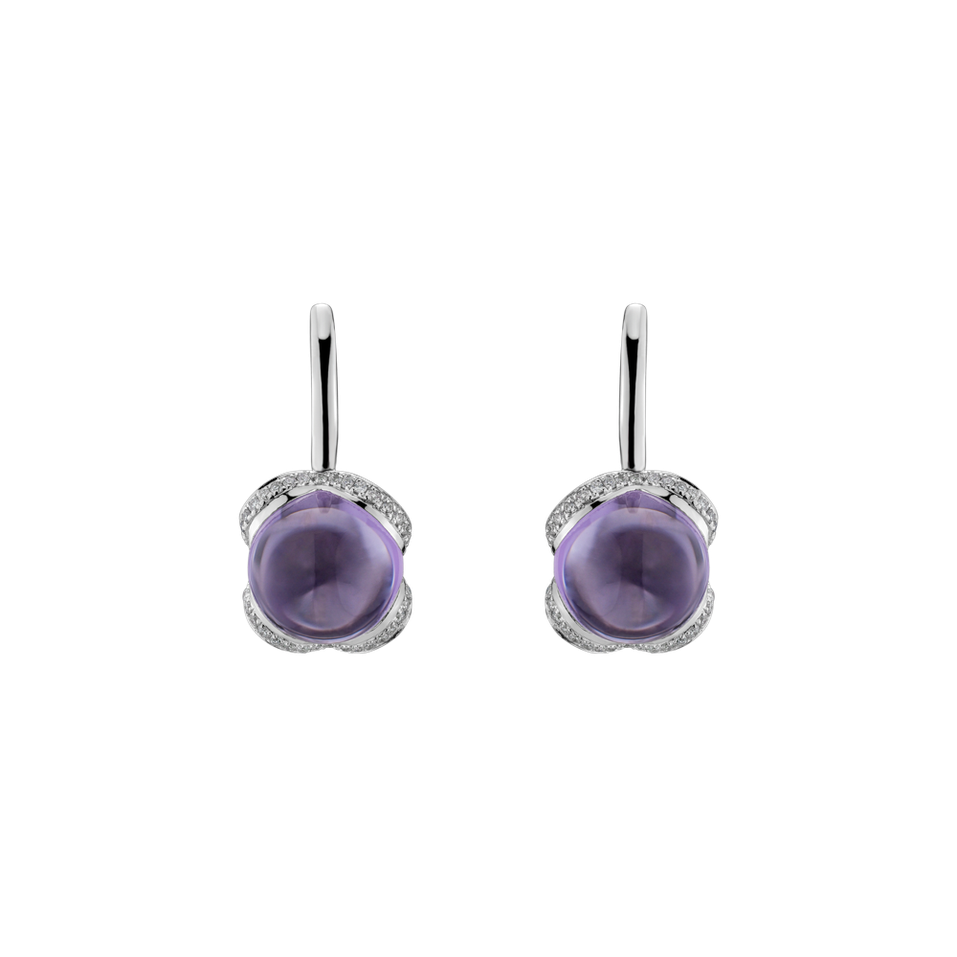 Diamond earrings with Amethyst Rainbow Wish