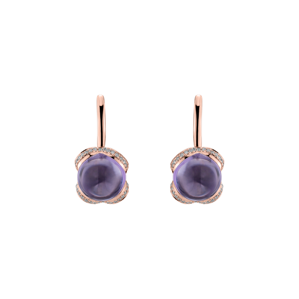 Diamond earrings with Amethyst Rainbow Wish