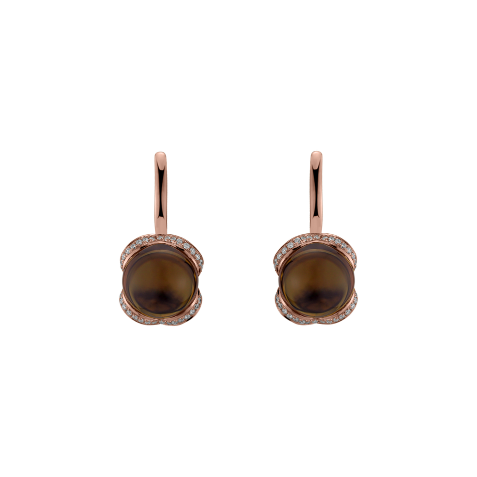 Diamond earrings with Quartz Rainbow Wish