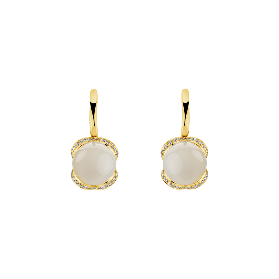 Diamond earrings with Moonstone Rainbow Wish